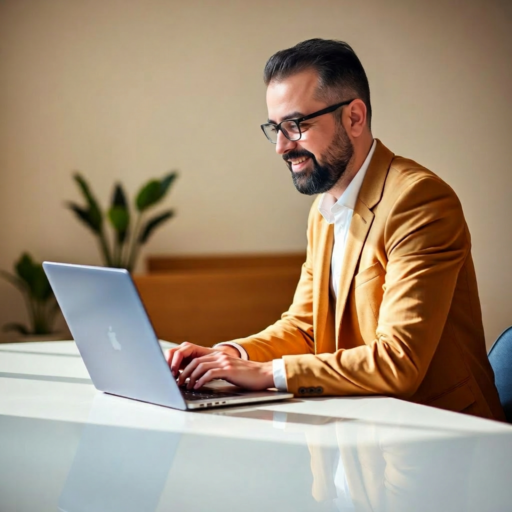 Ondernemer aan het werk met heldere administratie